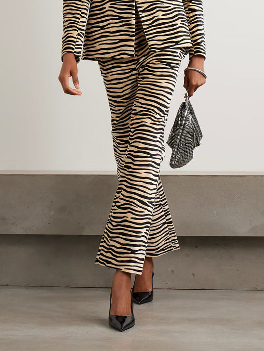 Exquisite Zebra Print Straight Leg Pants