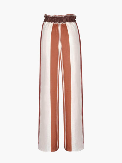 Losse, breedgestreepte broek met wijde pijpen en zakken