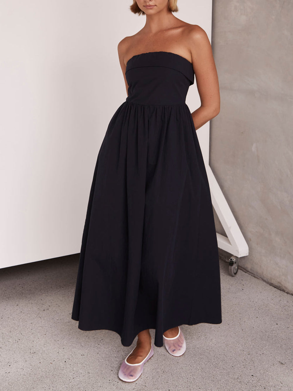 Resortstijl Tulare strapless midi-jurk