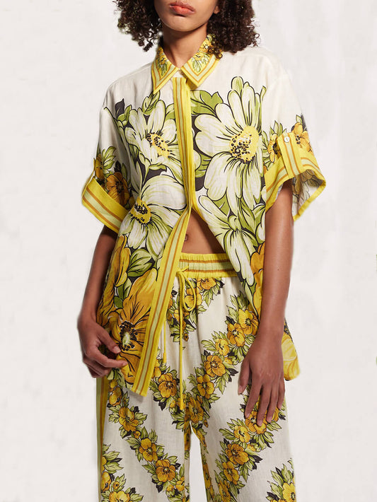 Klassiek zomers oversized overhemd met print