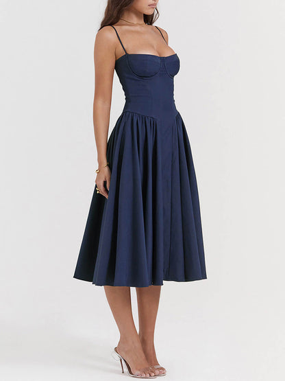 Strapless midi-jurk met V-hals