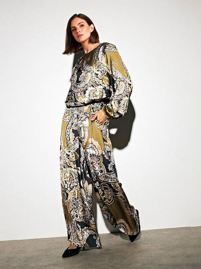 Exquisite Paisley Print Bubble Hem Blouse