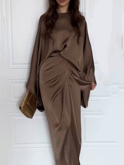Minimalist Loose Shirt And Lace-up Skirt Suit-Skirt