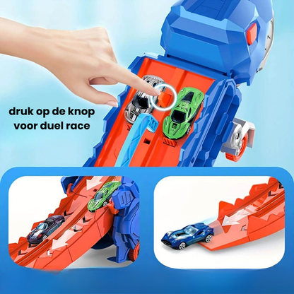 Dinosaur Transformer Truck™ – 3-in-1 Dino Speelset met Racebaan & 6 Mini Auto’s