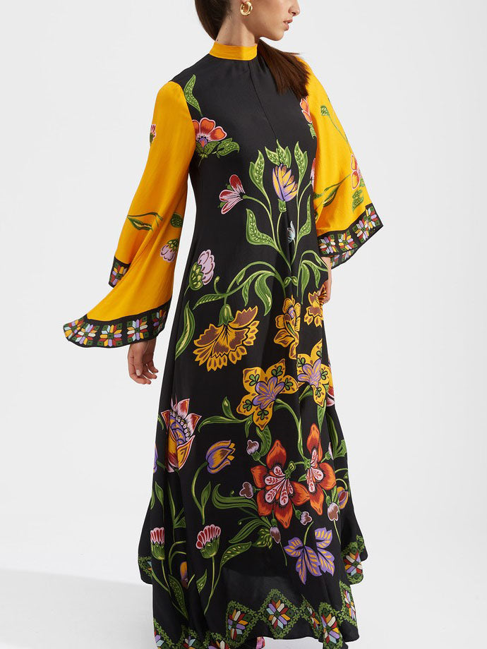 Prachtige vloeiende maxi-jurk met bloemenprint