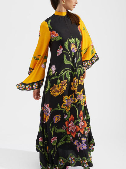 Prachtige vloeiende maxi-jurk met bloemenprint