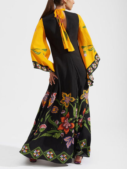 Prachtige vloeiende maxi-jurk met bloemenprint