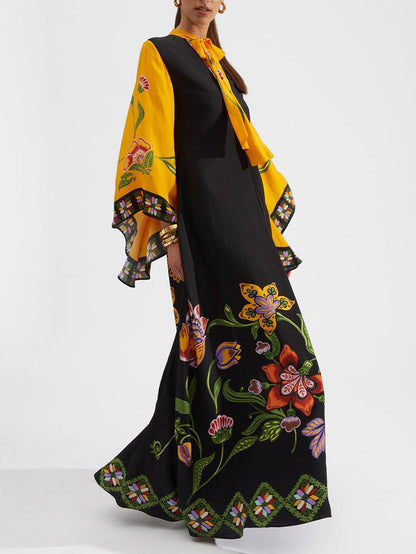 Prachtige vloeiende maxi-jurk met bloemenprint