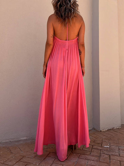 Casual resort maxi-jurk met halternek