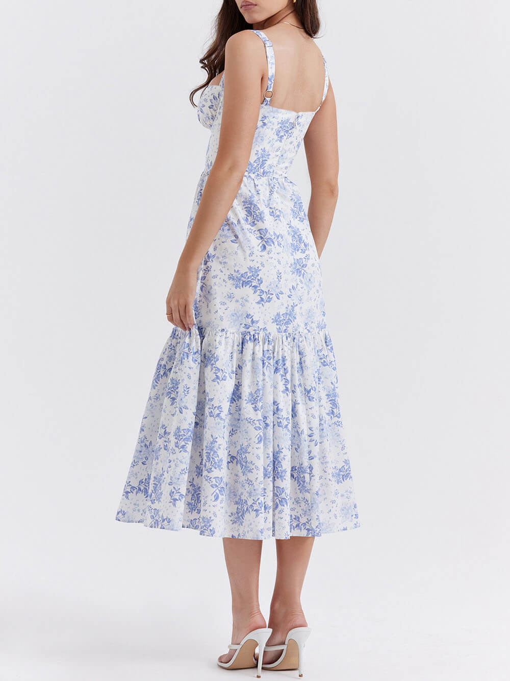 Midi-jurk met A-zoom en bloemenprint