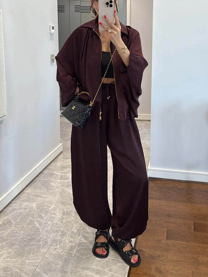 Elegant Satin Bomber Loose Jacket