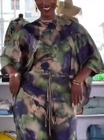 Printed Lace-up Shirt And Wide Leg Pants Suit-Shirt