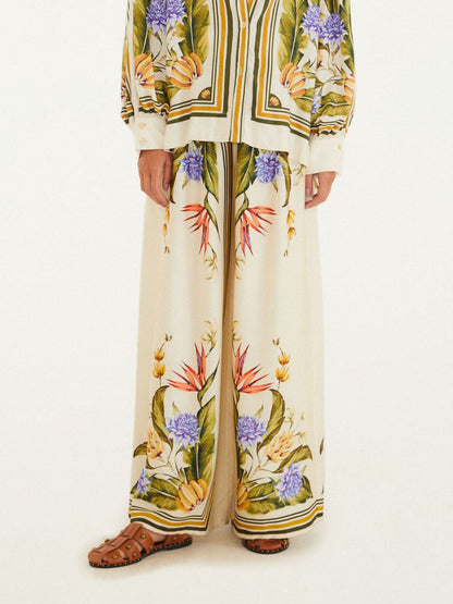 Exquisite Satin Floral Print Shirt