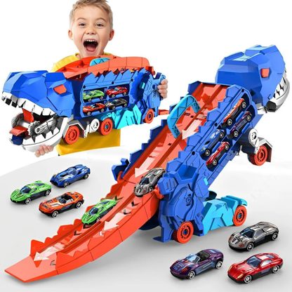Dinosaur Transformer Truck™ – 3-in-1 Dino Speelset met Racebaan & 6 Mini Auto’s