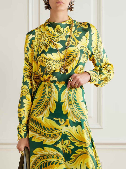 Exquisite Acanthus Leaf Floral Print Shirt