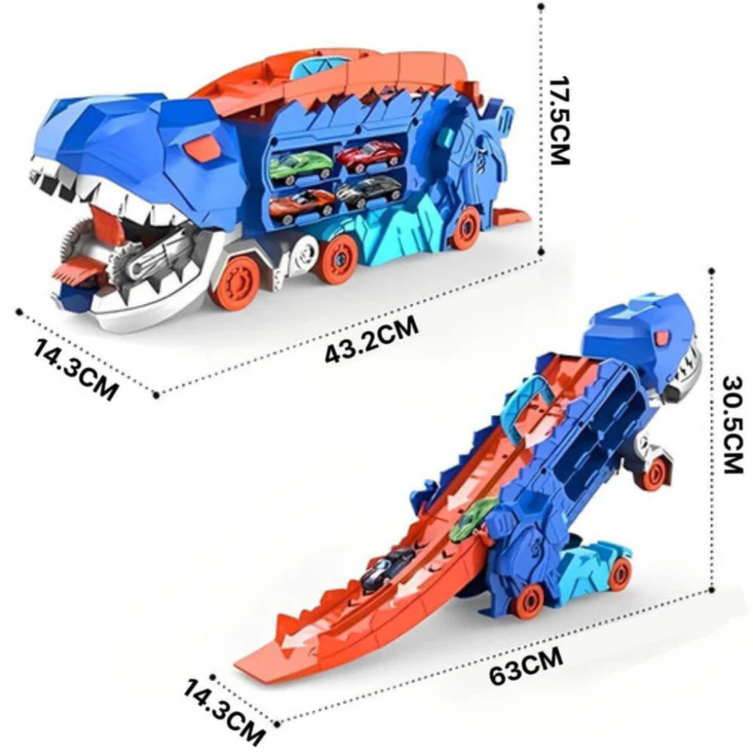 Dinosaur Transformer Truck™ – 3-in-1 Dino Speelset met Racebaan & 6 Mini Auto’s
