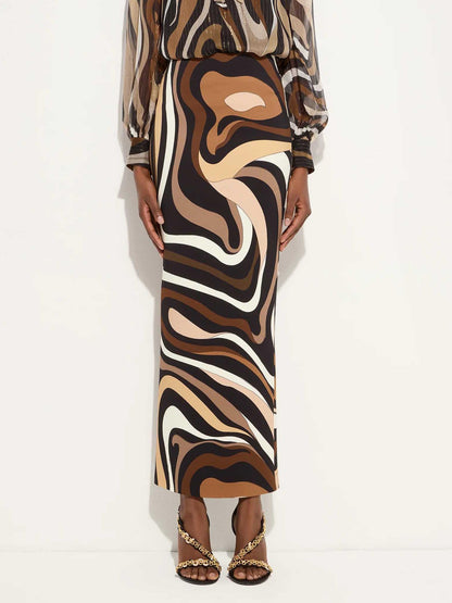 Retro Abstract Print Skirt