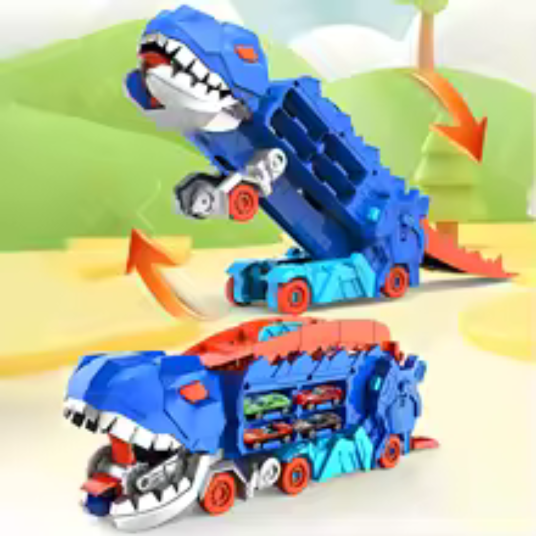 Dinosaur Transformer Truck™ – 3-in-1 Dino Speelset met Racebaan & 6 Mini Auto’s