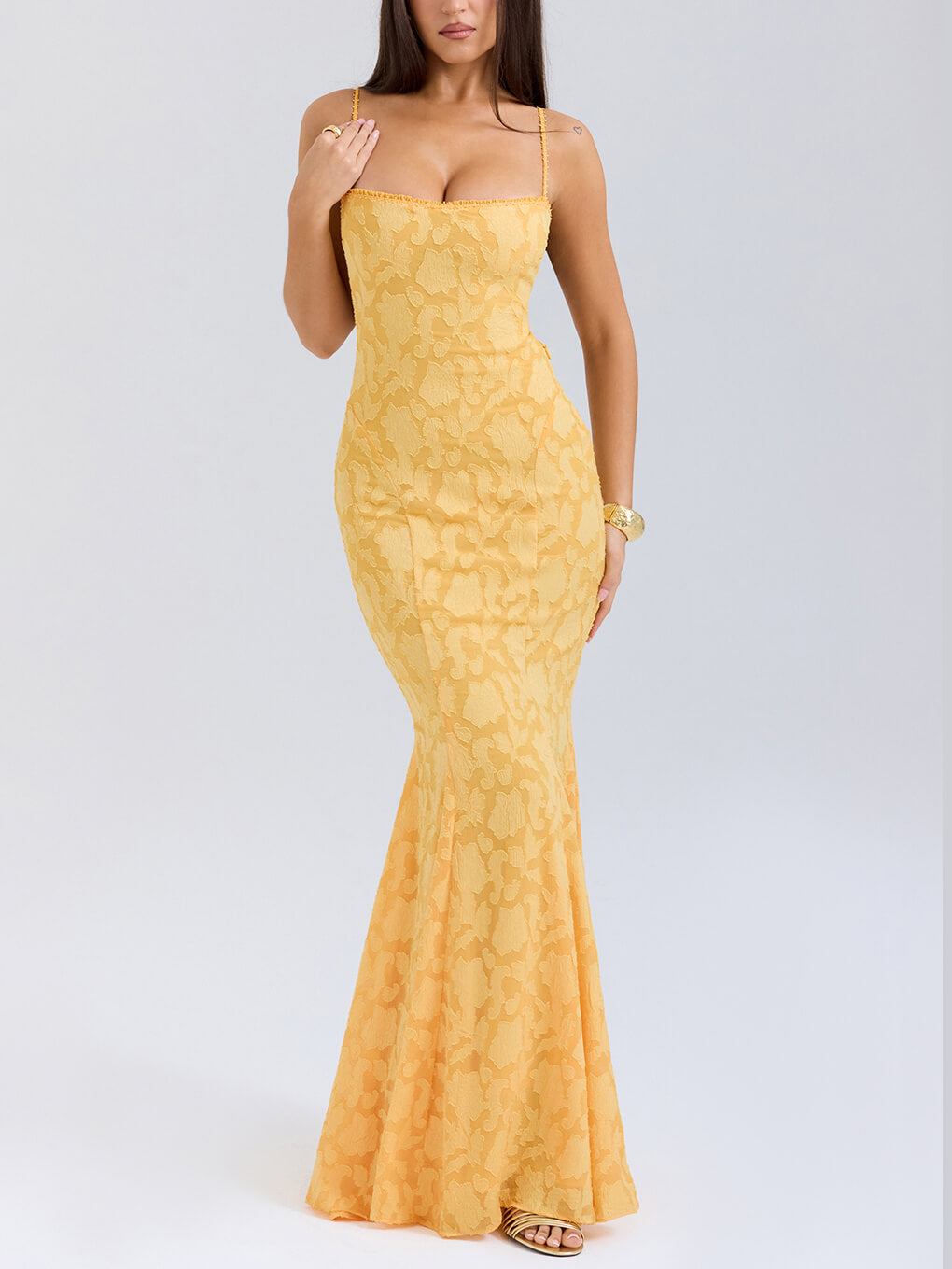 Elegante jacquard sexy sling fishtail maxi-jurk