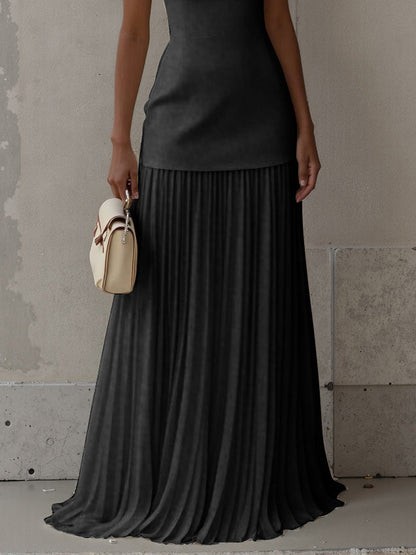 Exquisite Pleated Elastic Waist Skirt