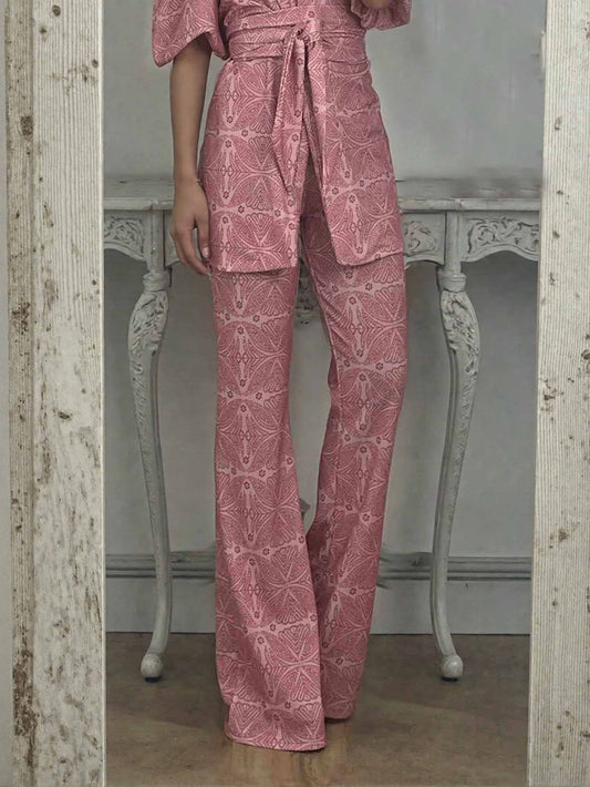 Casual Ethnic Style Printed Flared Pants