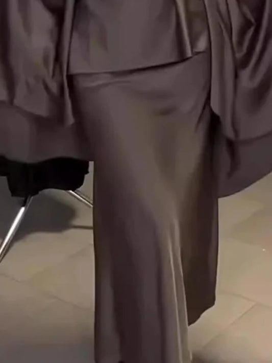 Fashionable Satin Slim-Fit Maxi Skirt