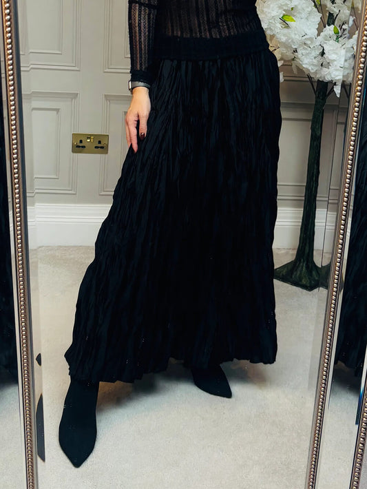 Exquisite Ruched Elastic Waist Maxi Skirt