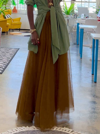 Elegant Belted Cardigan Collar Shirt