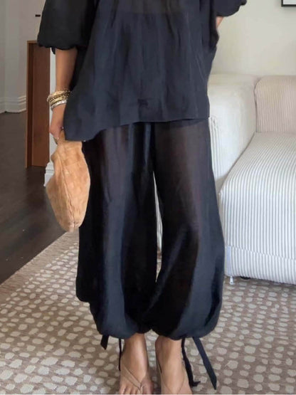 Casual Chiffon Off Shoulder Balloon Sleeve Top