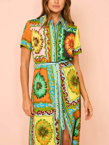 Speciale midi-jurk met zonnebloemprint