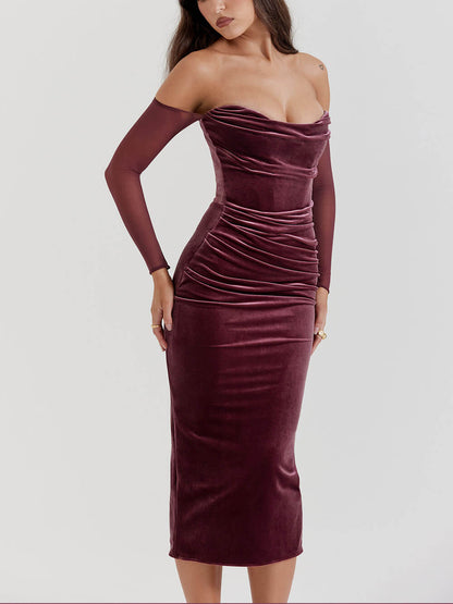 Strapless midi-jurk