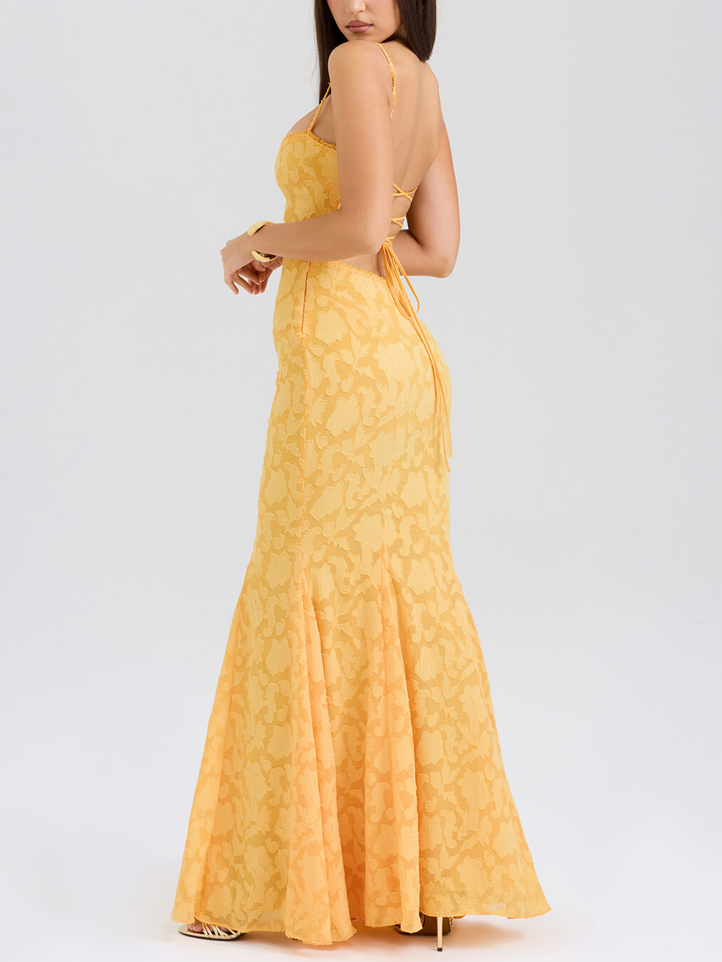 Elegante jacquard sexy sling fishtail maxi-jurk