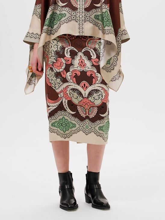 Vintage kunst bloemenprint rok