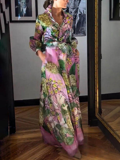 Elegant en volwassen overhemd met lange mouwen en bloemenprint