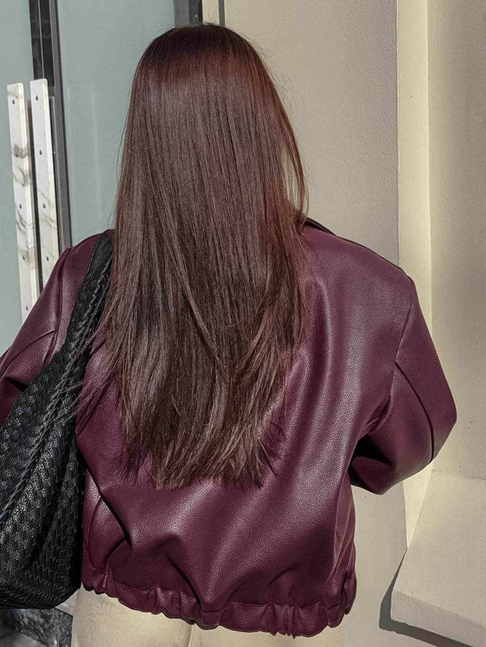 Losse leren motorjas