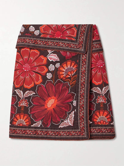 Retro bloemenprint onregelmatige rok