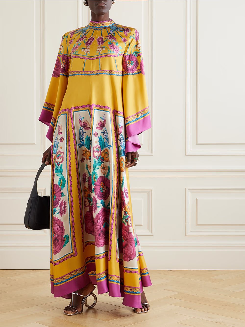 Vintage prachtige patroonprint losse maxi-jurk