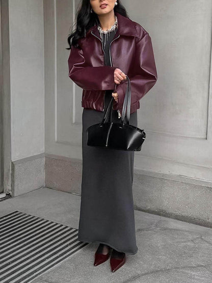 Losse leren motorjas