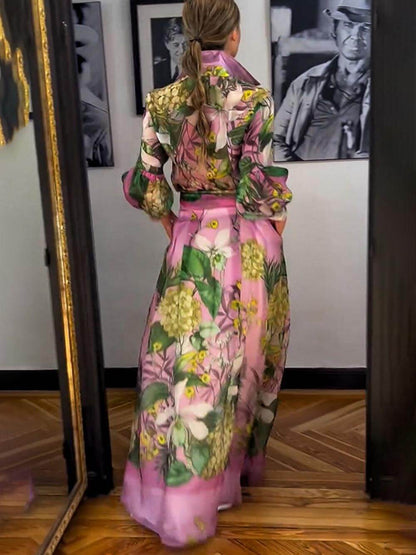 Elegant en volwassen overhemd met lange mouwen en bloemenprint