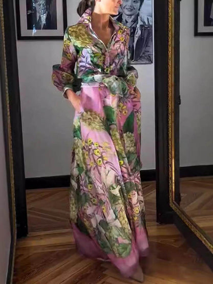Elegant en volwassen overhemd met lange mouwen en bloemenprint