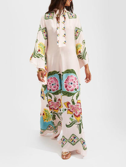 Prachtige vloeiende maxi-jurk met bloemenprint