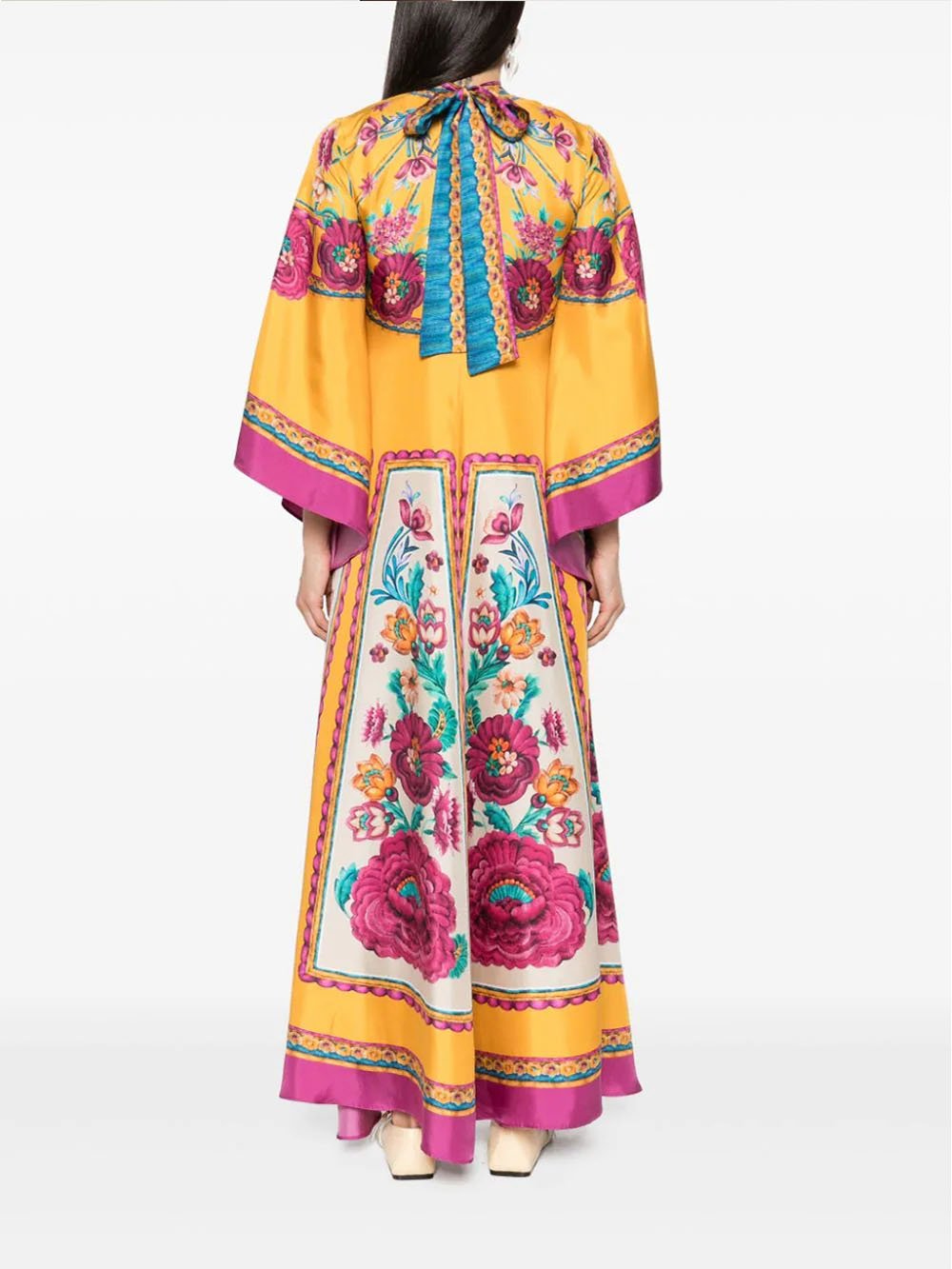 Vintage prachtige patroonprint losse maxi-jurk