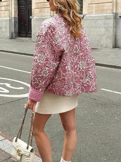Vintage mode bloemenprint jas