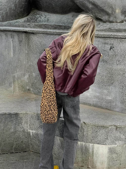 Losse leren motorjas