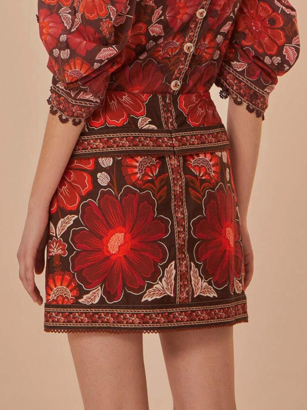 Retro bloemenprint onregelmatige rok