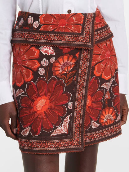 Retro bloemenprint onregelmatige rok