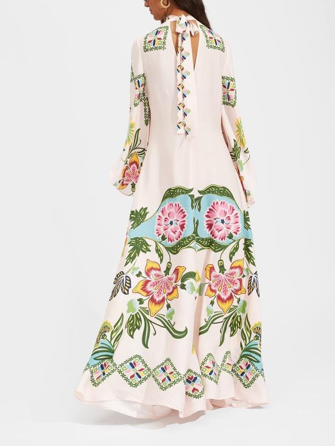 Prachtige vloeiende maxi-jurk met bloemenprint
