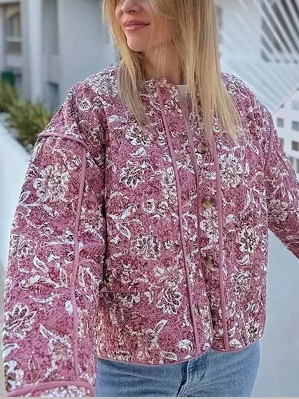 Vintage mode bloemenprint jas