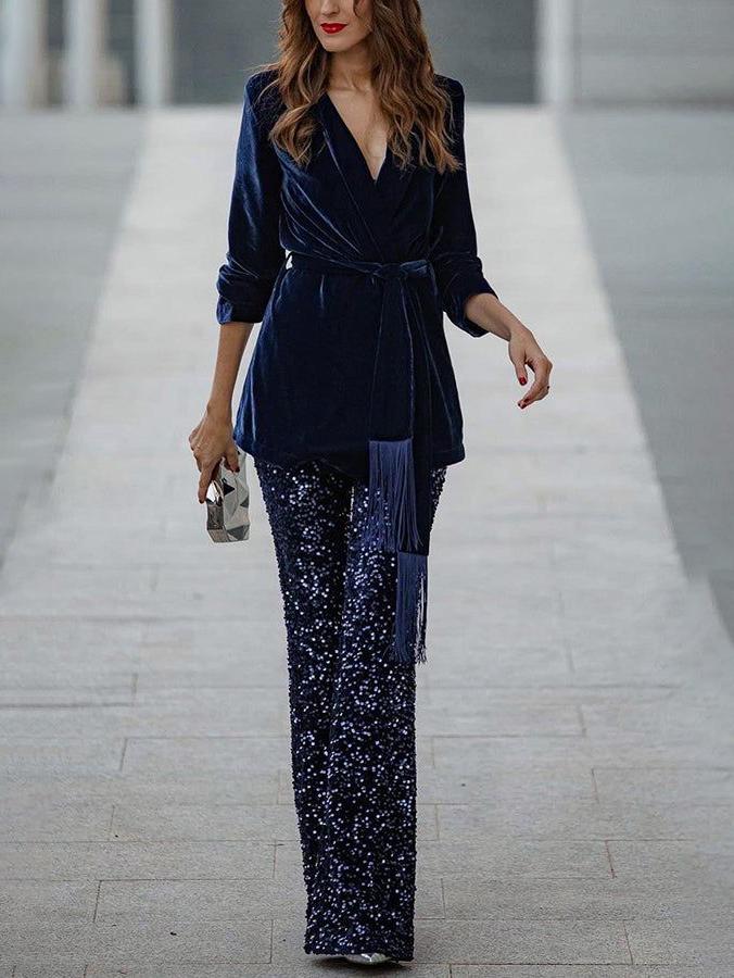 Elegante satijnen lange mouw losse blouse