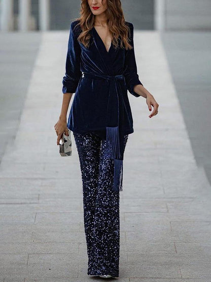 Elegante satijnen lange mouw losse blouse